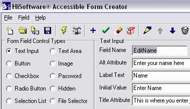 Accessible Form Creator screen