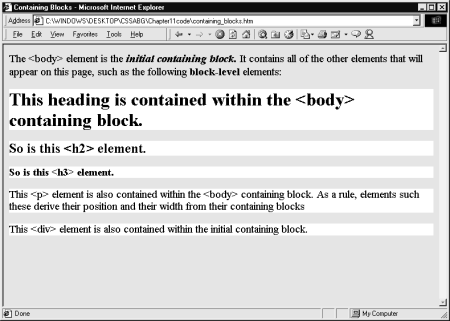 An HTML document with many boxes