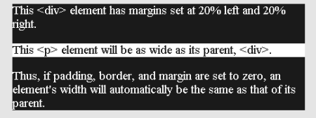 a p within a div with 20% margins