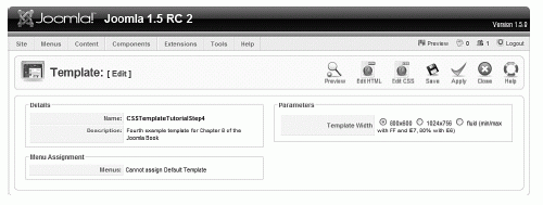 FIGURE 9.11 Template parameters in admin backend