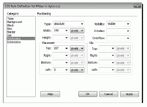 Figure 7.13 Modify the Positioning attributes for the Nav rule.