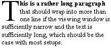 image of a pararaph of text with a drop-cap effect and a bold first line