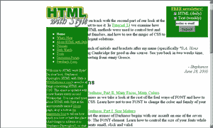 HTML with Style as seen through Internet Explorer 5.5  for Windows