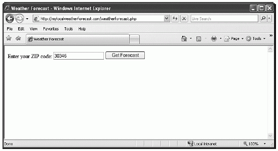 Figure 6-3 A standard, non-Ajax weather forecasting Web site