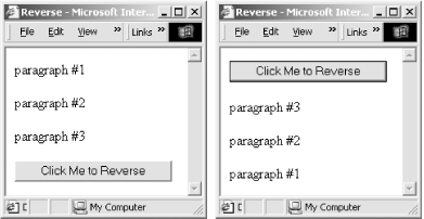 A document before and after being reversed