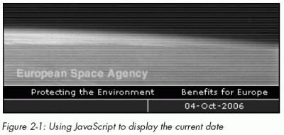 Figure 2-1: Using JavaScript to display the current date