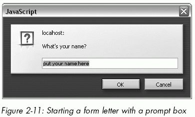 Figure 2-11: Starting a form letter with a prompt box