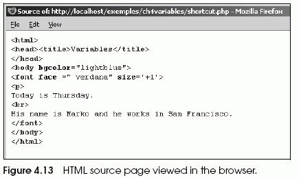 Figure 4.13 HTML source page viewed in the browser.