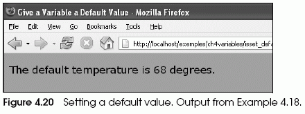 Figure 4.20 Setting a default value. Output from Example 4.18.