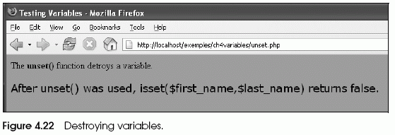 Figure 4.22 Destroying variables.