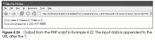 Figure 4.26 Output from the PHP script in Example 4.22.