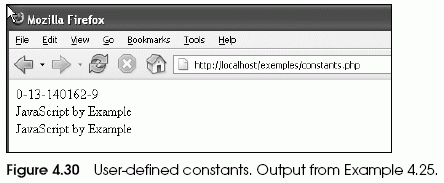 Figure 4.30 User-defined constants. Output from Example 4.25.