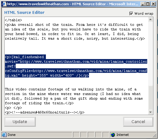 HTML source editor